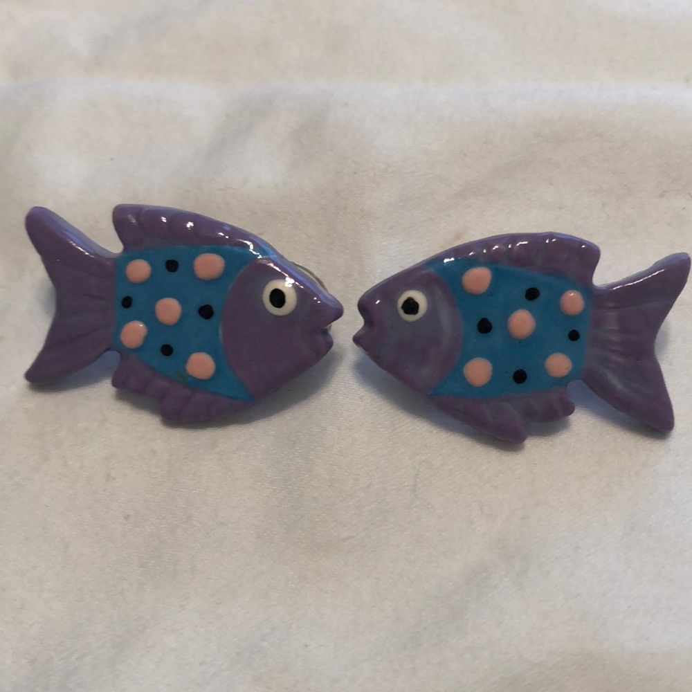 Fish your wish - purple, turquoise & pink earrings